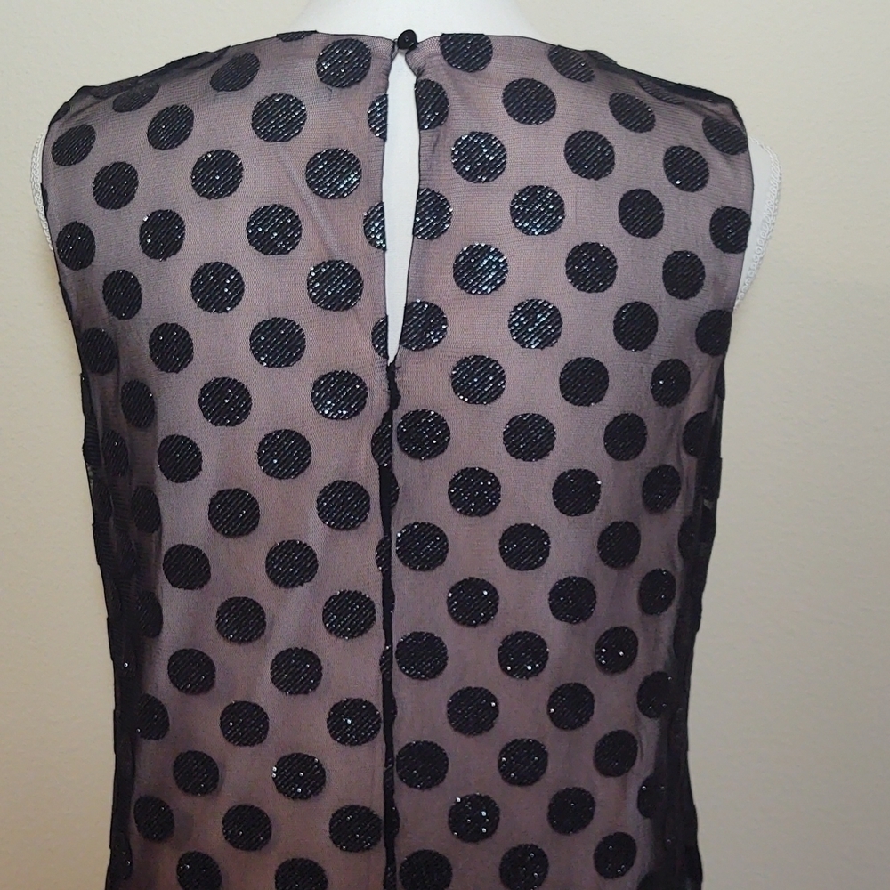Nine West Shift Dress Black Polka Dot Sheer Fully Lined - Picture 4 of 6